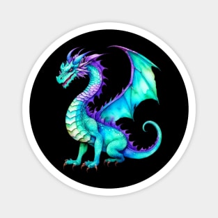 Purple and Teal Watercolor Dragon Magnet